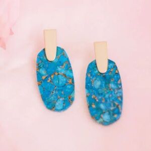 KENDRA SCOTT ARAGON GOLD DROP EARRINGS IN BRONZE VEINED TURQUOISE MAGNESITE